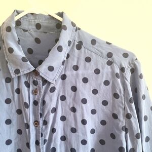 Silk polkadot button-up blouse
